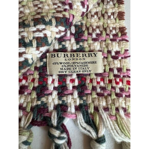 Burberry of London Multicolor Wool & Cashmere Woven Knit Scarf With Fringe - Picture 5 of 5